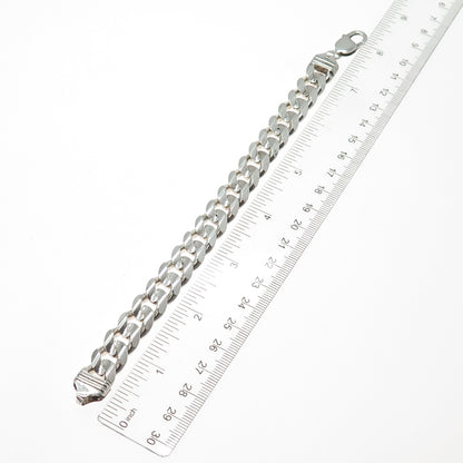 925 Sterling Silver Vintage Italy Cuban Link Heavy 52.0g Bracelet 8"