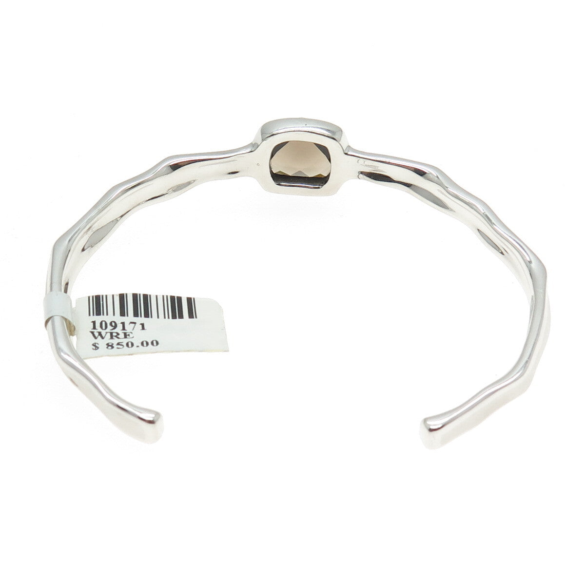 CHARLES GARNIER 925 Sterling Silver Real Smoky Quartz Adjustable Bracelet 6.75"