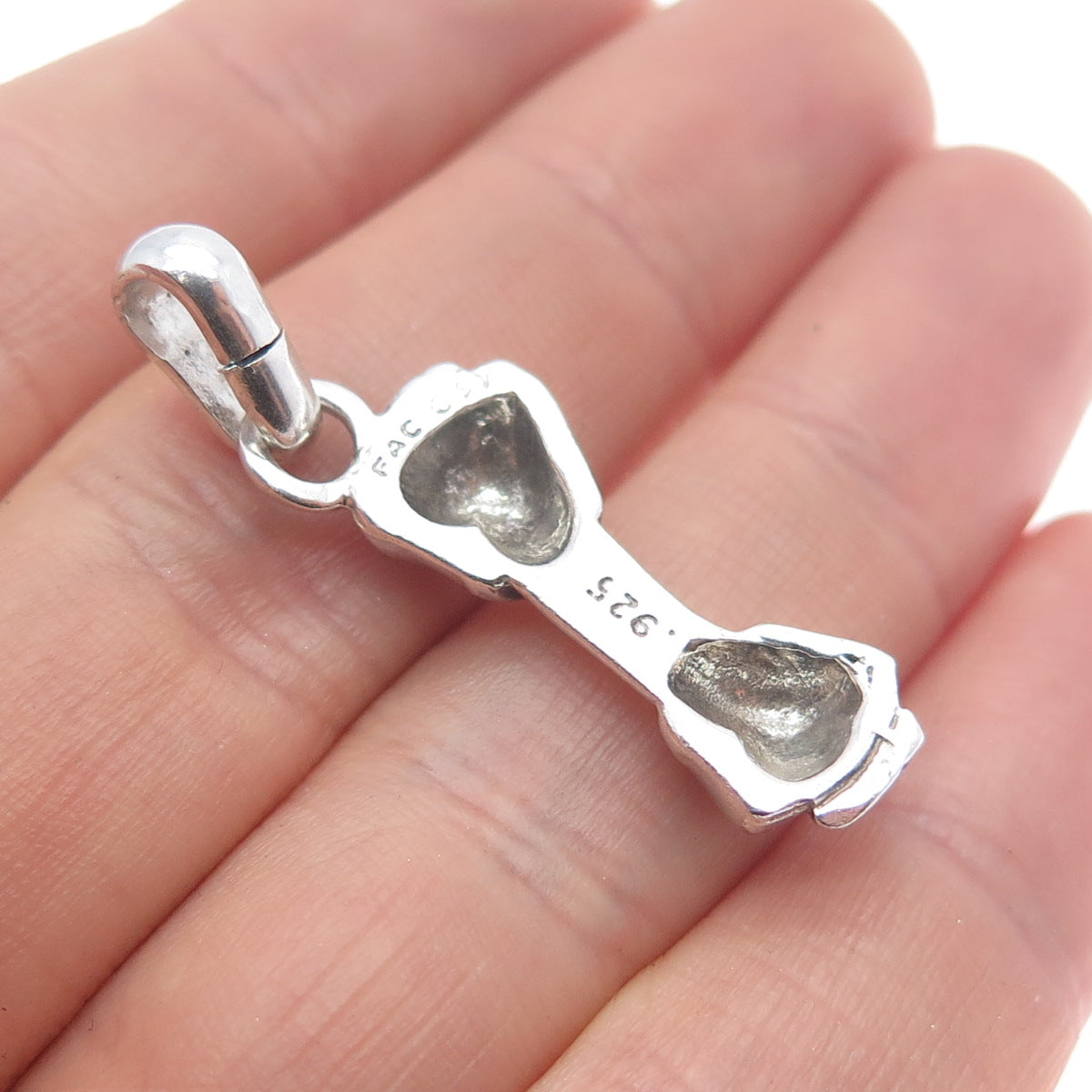 925 Sterling Silver Vintage FAC 1997 Rawhide Bone Charm Pendant