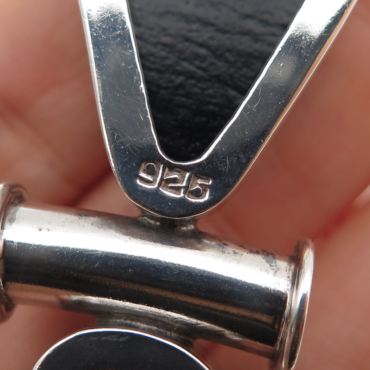925 Sterling Silver Vintage Dichroic Glass Modernist Slide Pendant