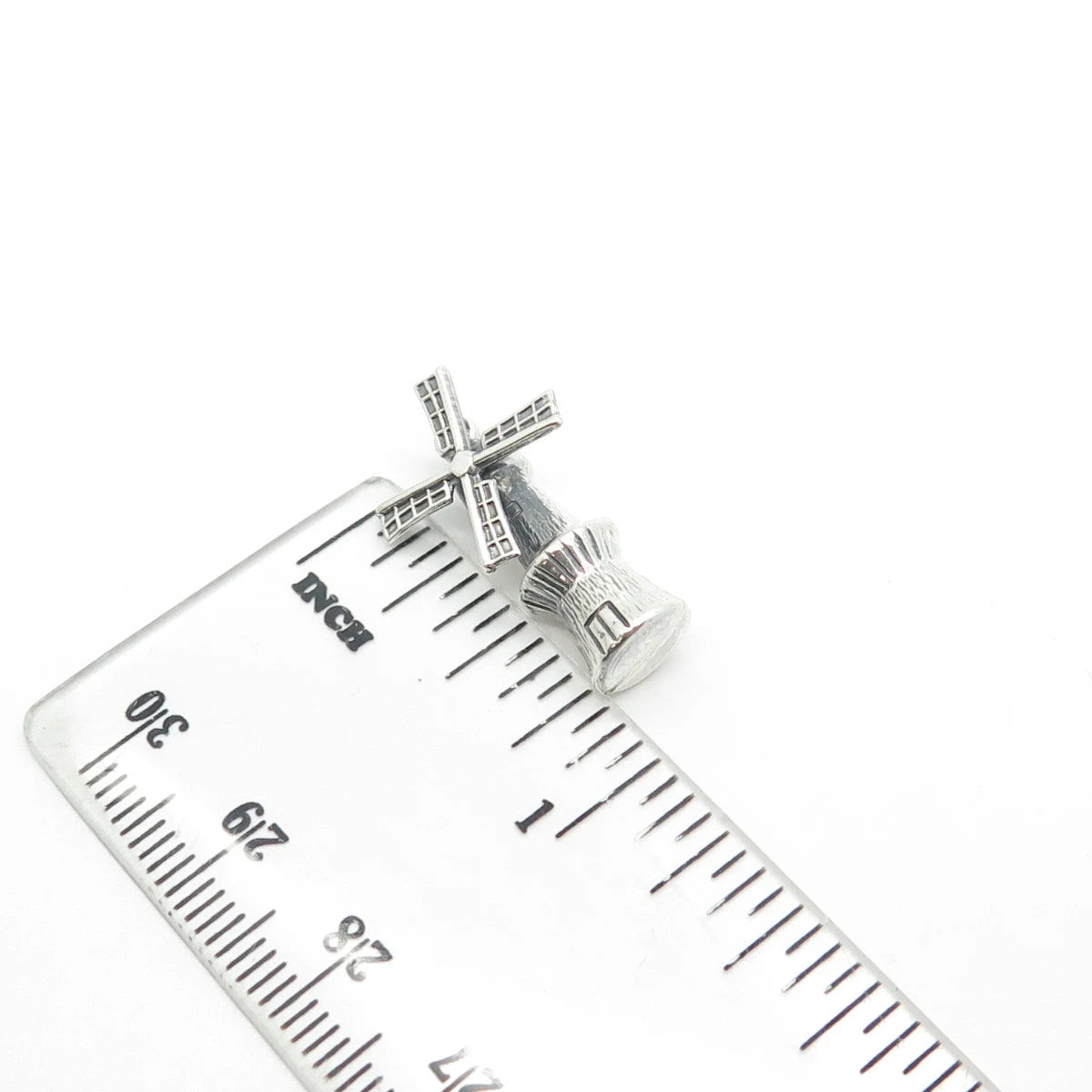 925 Sterling Silver Vintage Old Mill Movable Pendant