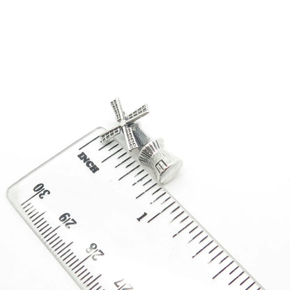 925 Sterling Silver Vintage Old Mill Movable Pendant