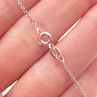 925 Sterling Silver Real Milky Aquamarine Floral Cable Chain Necklace 18"