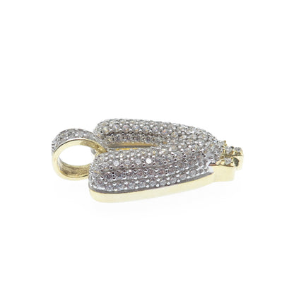 925 Sterling Silver Gold Plated Round-Cut Shaped C Z Letter V Sparkle Pendant