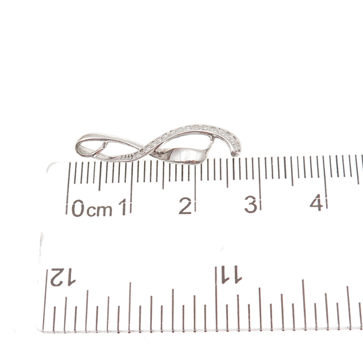 925 Sterling Silver Real Round-Cut Diamond Infinity Charm Pendant