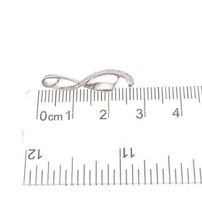 925 Sterling Silver Real Round-Cut Diamond Infinity Charm Pendant
