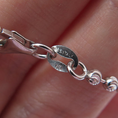 925 Sterling Silver Italy Diamond-Cut Ball Beaded Chain Necklace 36"