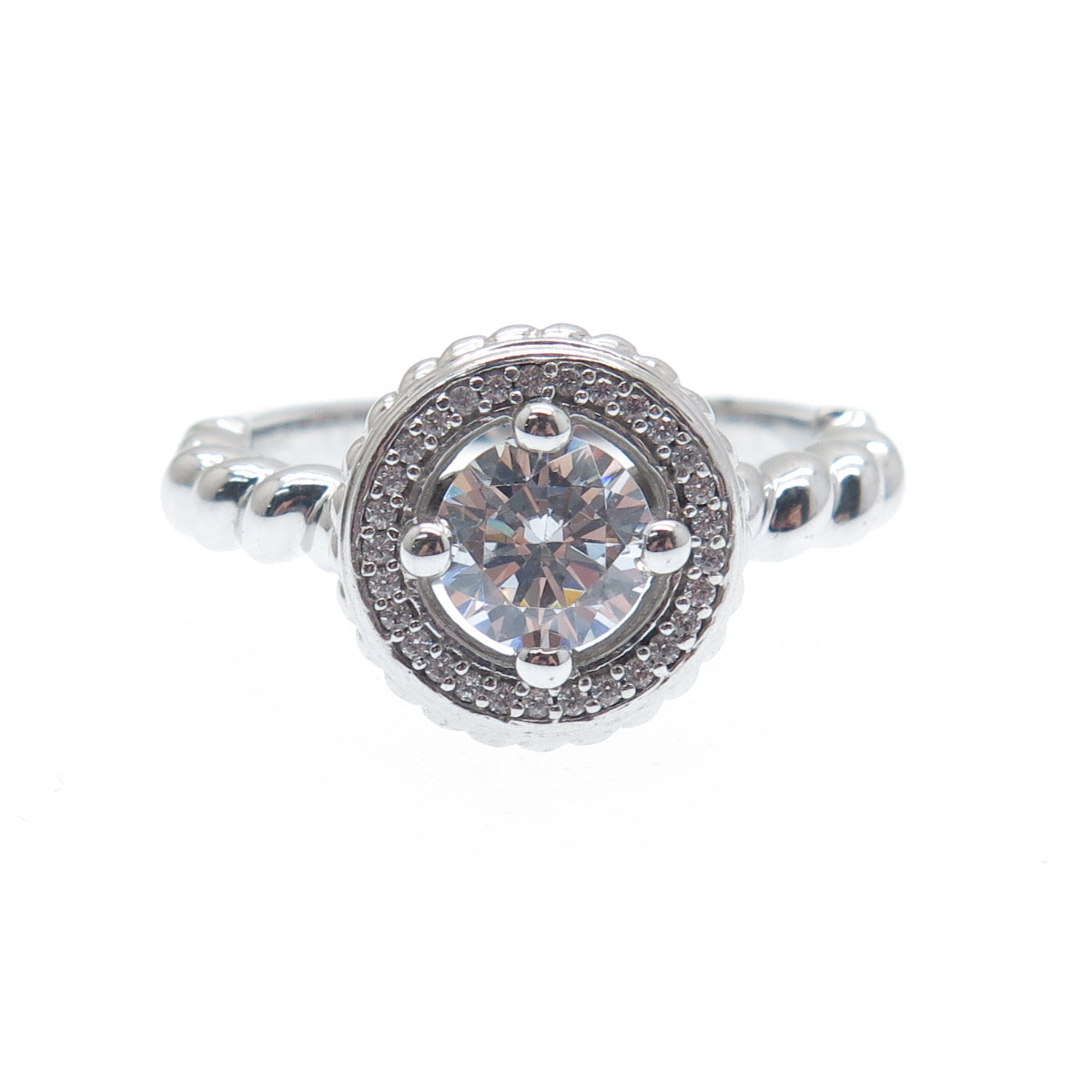 925 Sterling Silver Round-Cut C Z Circle of Life Promise Ring Size 7