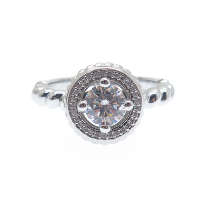925 Sterling Silver Round-Cut C Z Circle of Life Promise Ring Size 7