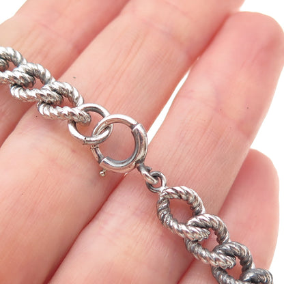 925 Sterling Silver Antique Art Deco Oxidized Curb Link Bracelet 7.5"