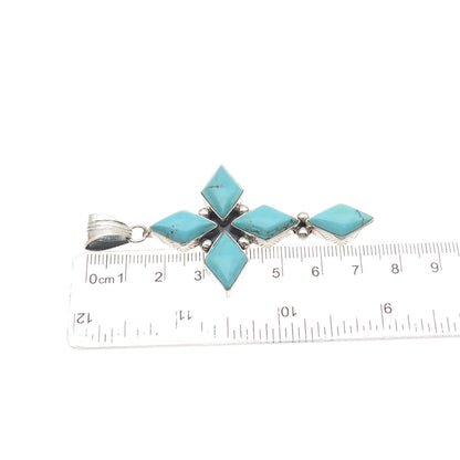Running Bear Old Pawn 925 Sterling Silver Vintage Turquoise Cross Tribal Pendant