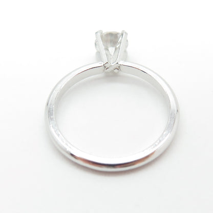BATTIN & CO. 925 Sterling Silver Vintage Round-Cut C Z Engagement Ring Size 6