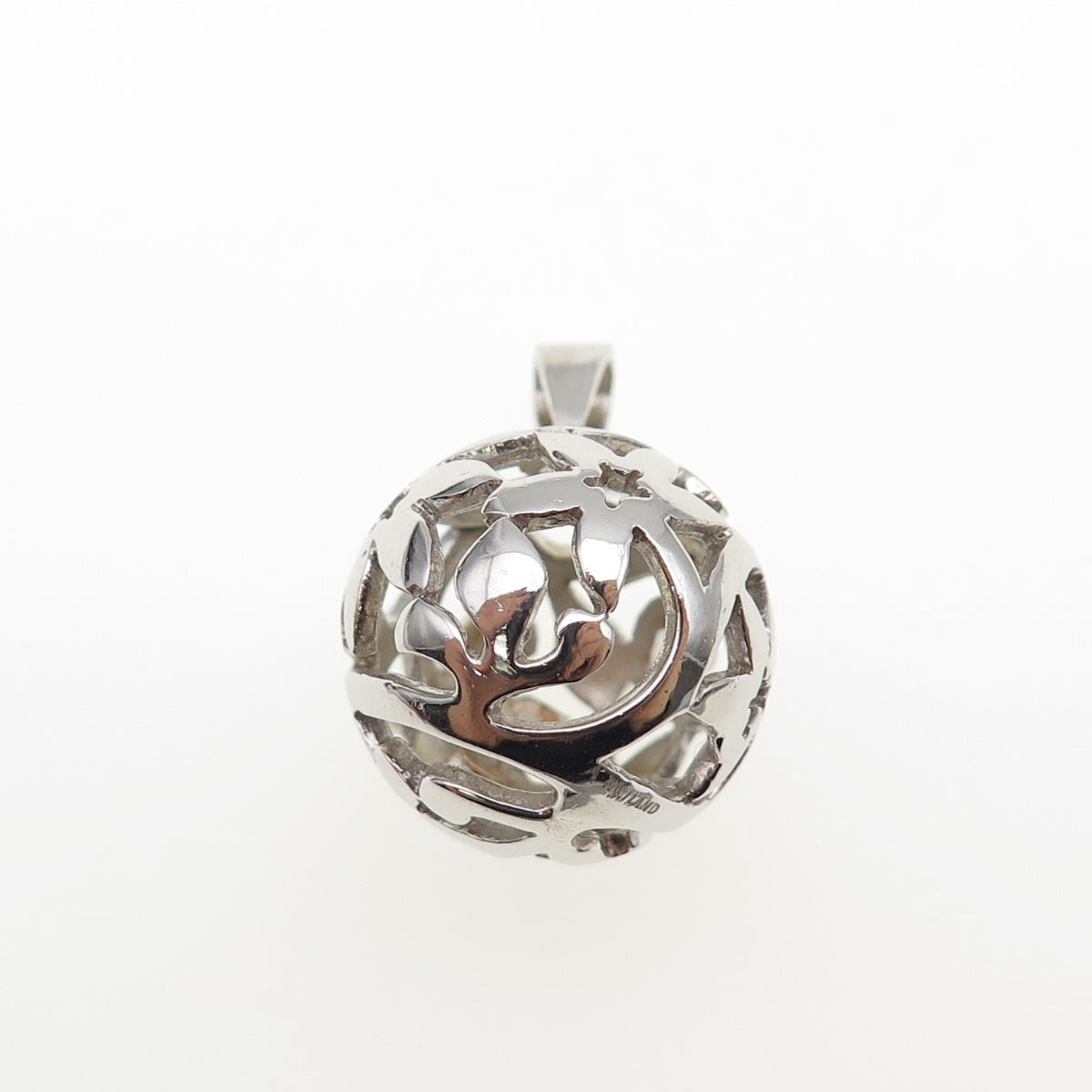 925 Sterling Silver Vintage Floral Ornate Ball Mini 3D Charm Pendant