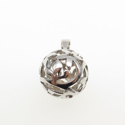 925 Sterling Silver Vintage Floral Ornate Ball Mini 3D Charm Pendant