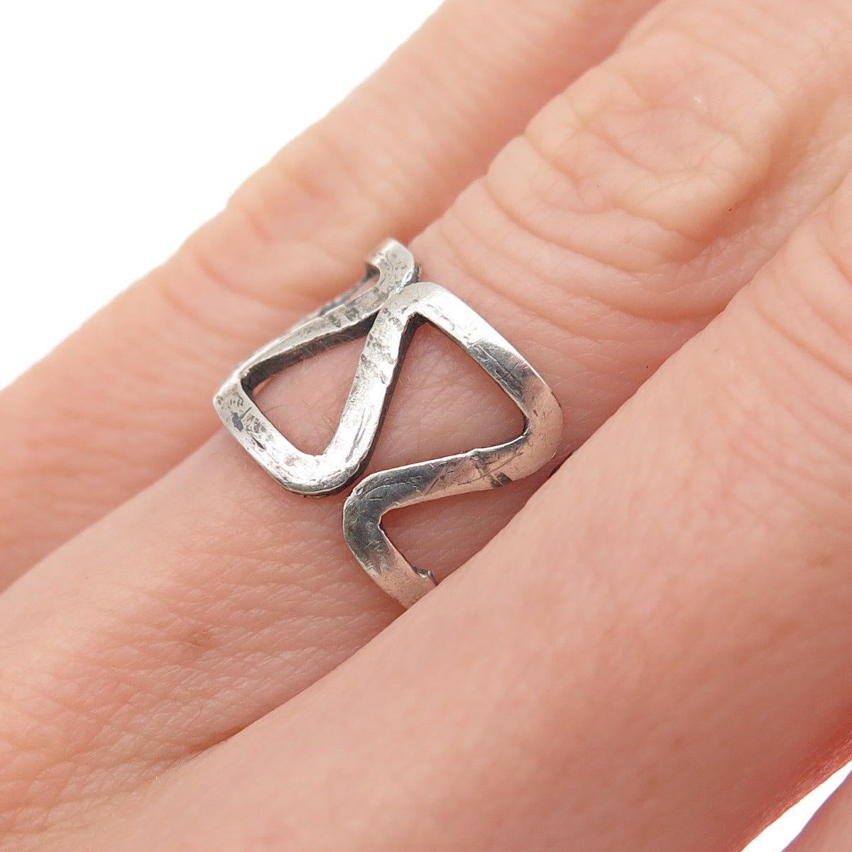 925 Sterling Silver Vintage Mexico Zig Zag Oxidized Ring Size 5
