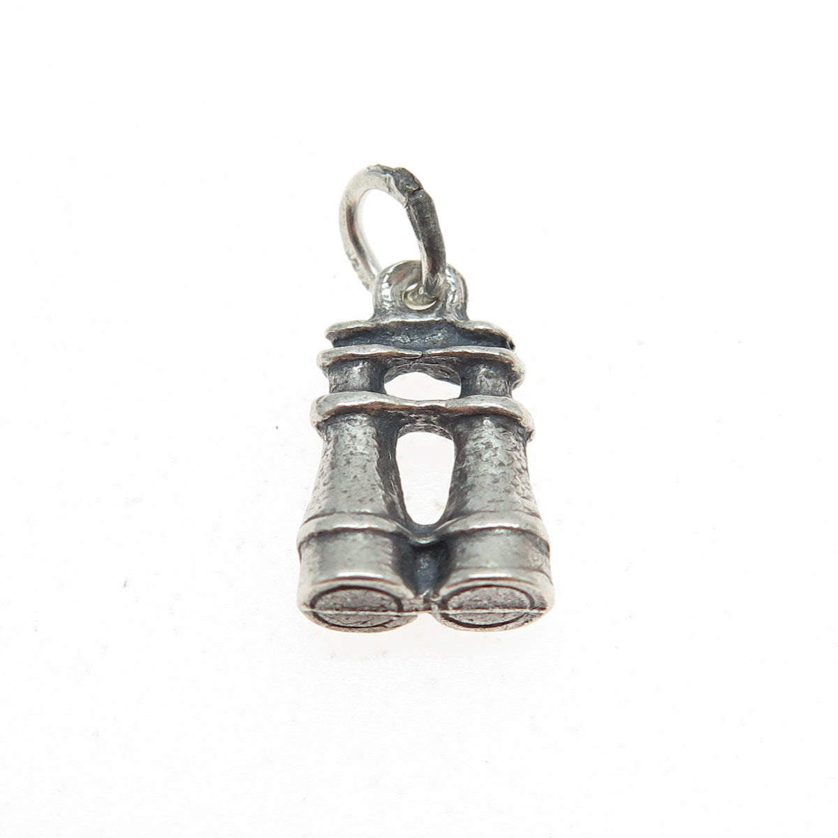 925 Sterling Silver Vintage Binoculars Minimalist 3D Charm Pendant