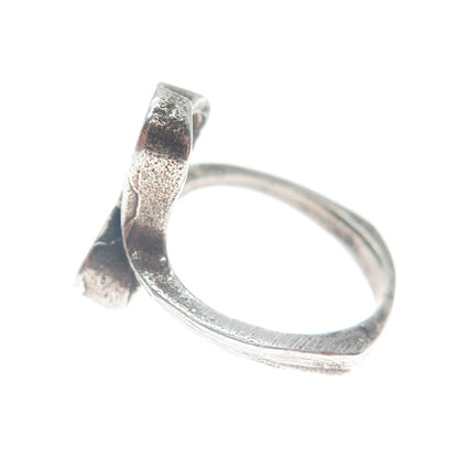 925 Sterling Silver Vintage Double Heart Oxidized Ring Size 4.75