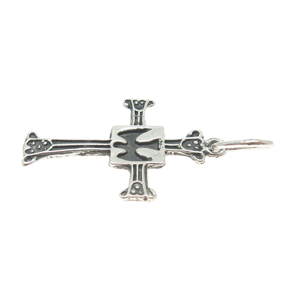 925 Sterling Silver Vintage Holy Spirit Cross Oxidized Pendant