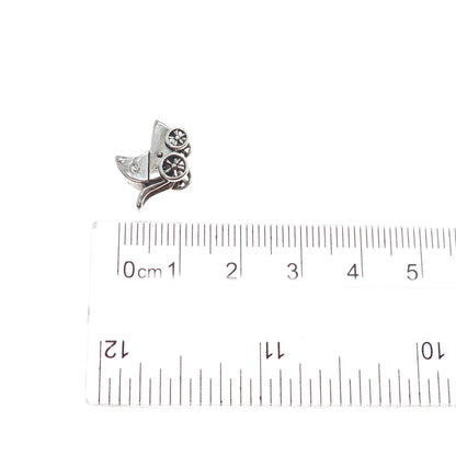 925 Sterling Silver Vintage Real Diamond Baby Stroller Mini 3D Charm Pendant
