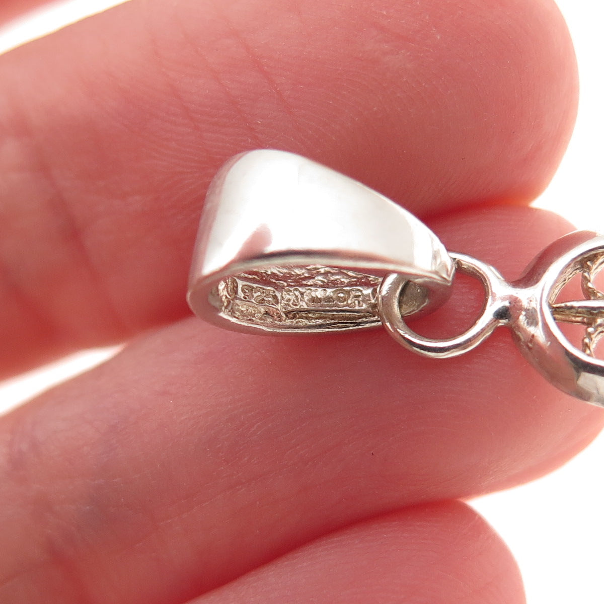 Milor Sterling Silver Vintage Italy Fleur de Lis Cross Filigree Charm Pendant