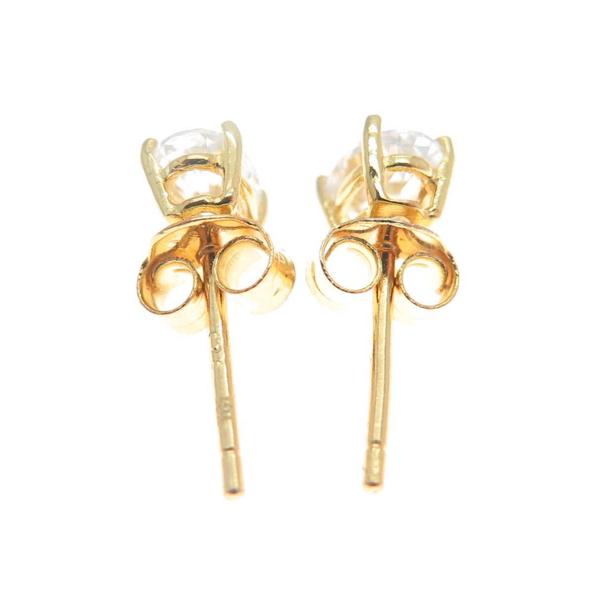 925 Sterling Silver Gold Plated Oval-Cut C Z Stud Earrings