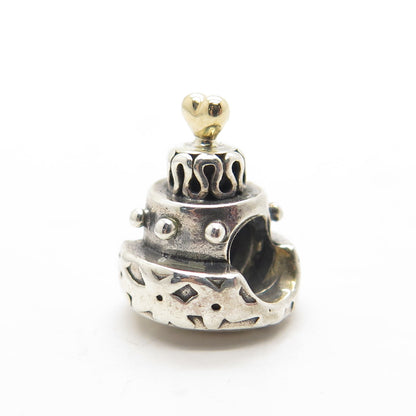 PANDORA 14K Yellow Gold & 925 Sterling Silver Wedding Cake Bead Charm