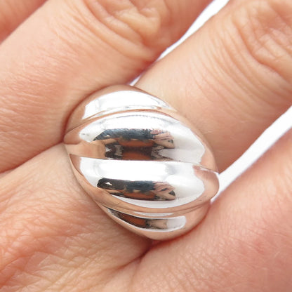 925 Sterling Silver Vintage Ribbed Ring Size 6.5