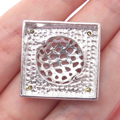 925 Sterling Silver Modernist Dome Square Slide Pendant