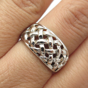 925 Sterling Silver Vintage Wicker Ring Size 8.25