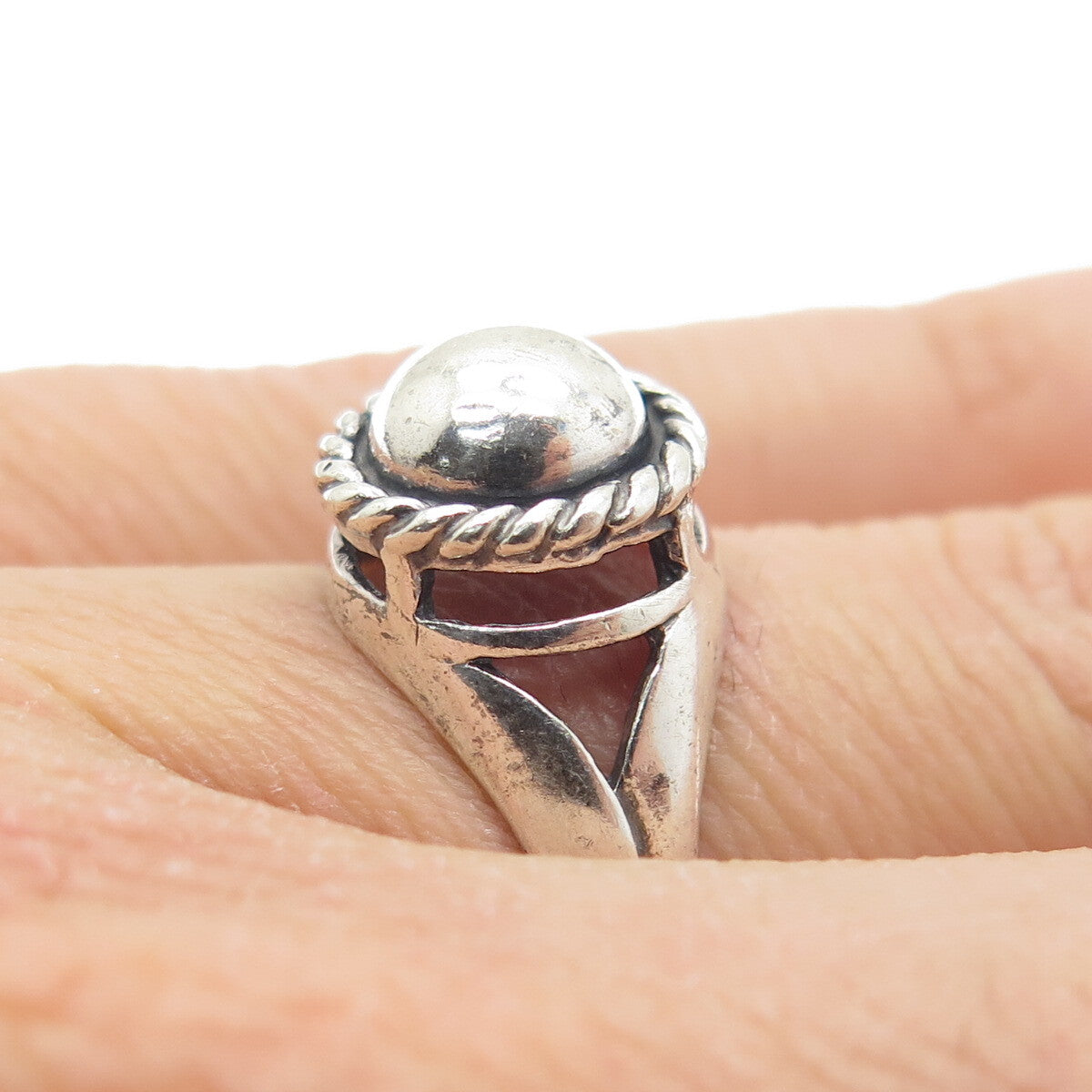 SUNRISE 925 Sterling Silver Vintage Roped Dome Oxidized Ring Size 6.25