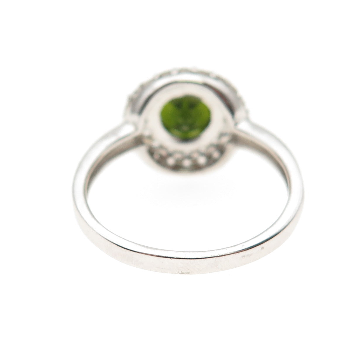 925 Sterling Silver Real Green Tourmaline & White Topaz Ring Size 9