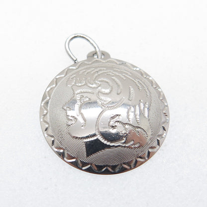 JANEL 925 Sterling Silver Vintage Engraved Girl Profile Minimalist Charm Pendant