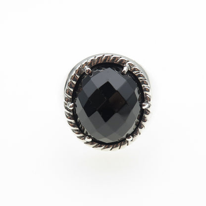 925 Sterling Silver Vintage EMA Real Black Onyx Ring Size 7.5