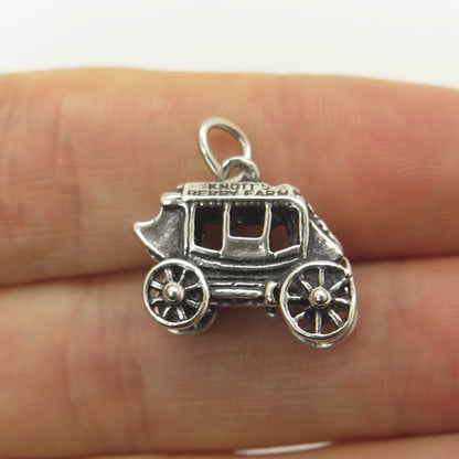 925 Sterling Silver Antique Art Deco Knott's Berry Farm Carriage Mini Pendant