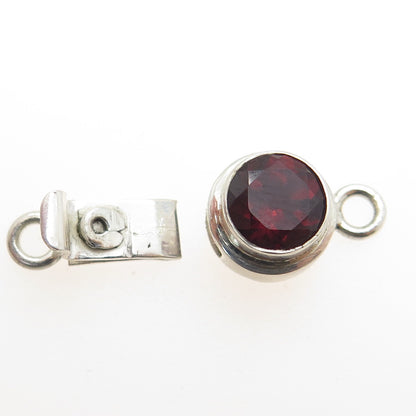 925 Sterling Silver Vintage Real Red Garnet Bracelet & Necklace Box Lock Clasp