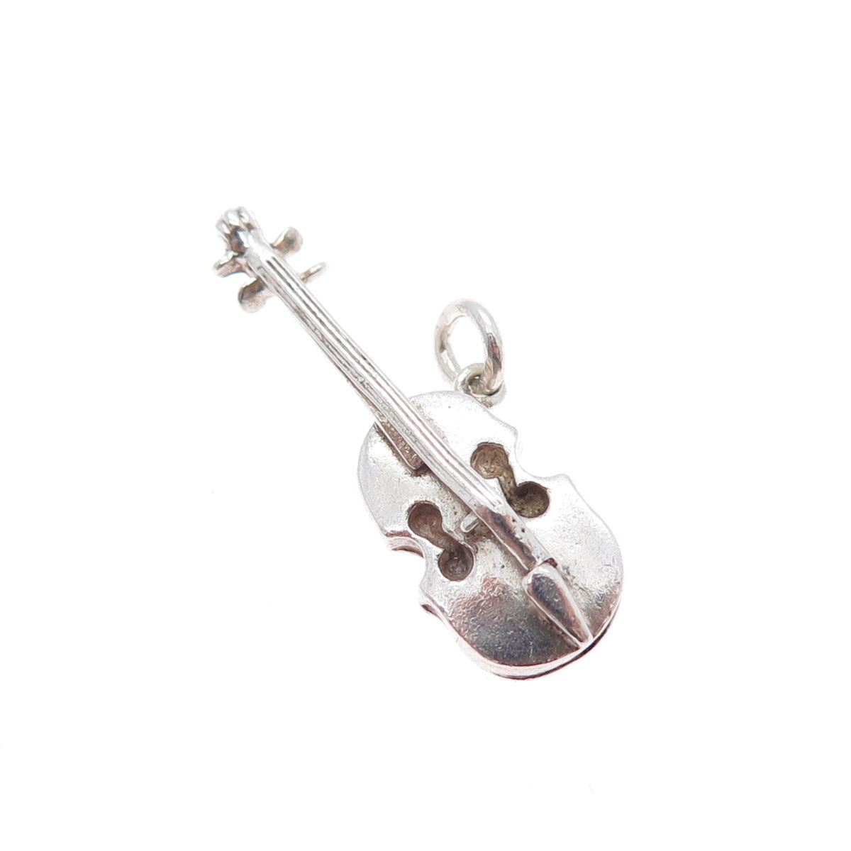 925 Sterling Silver Vintage Violin Music Instrument 3D Charm Pendant