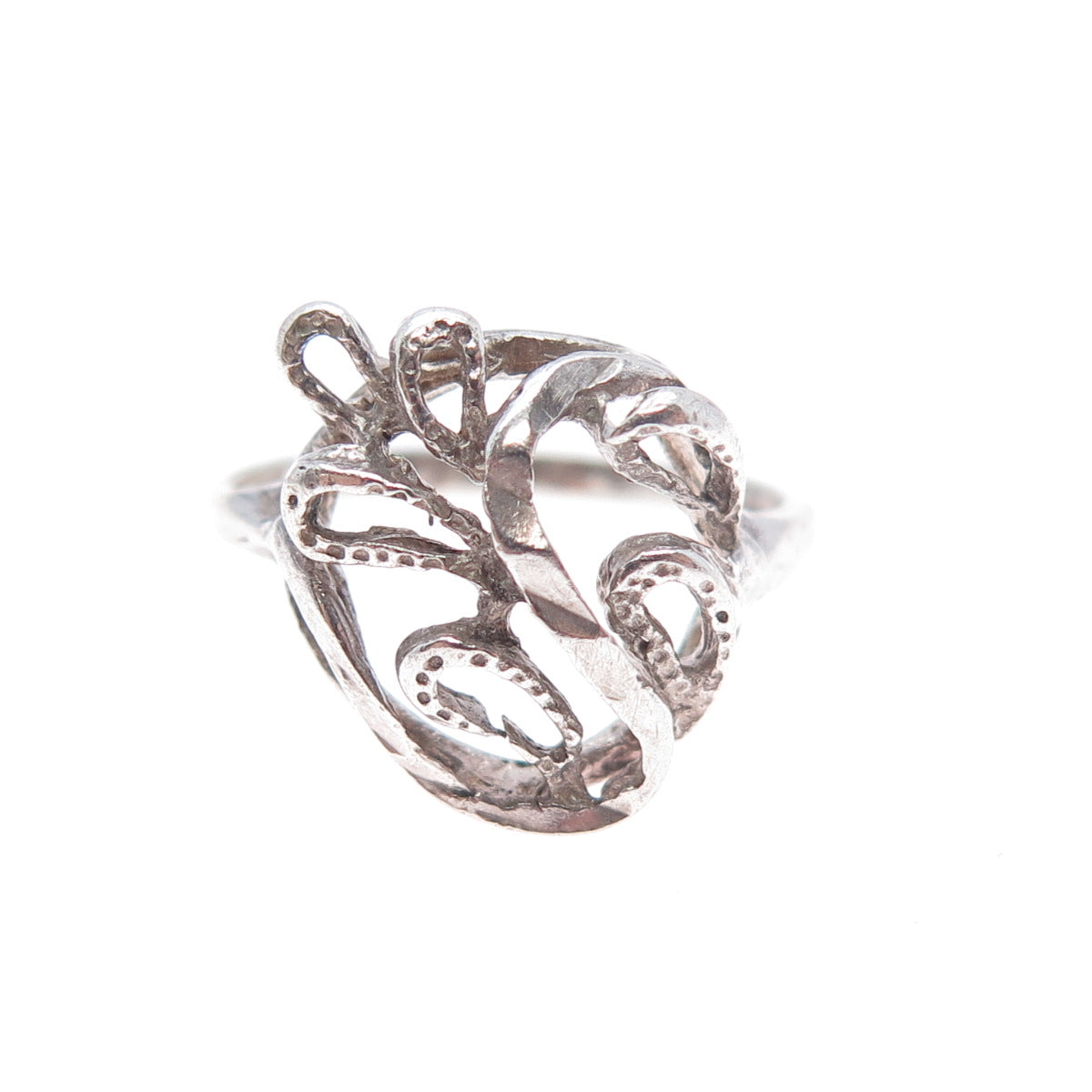 925 Sterling Silver Vintage Swirl Oxidized Ring Size 7