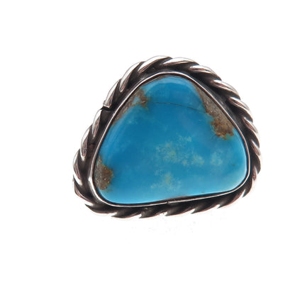 Old Pawn 925 Sterling Silver Vintage Southwestern Turquoise Tribal Ring Size 6.5