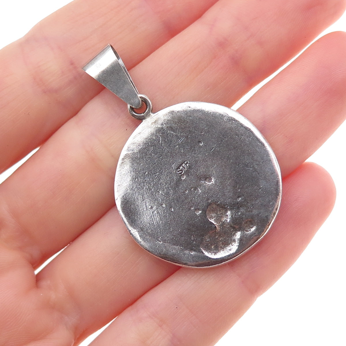 925 Sterling Silver Vintage Lady Cameo Oxidized Pendant