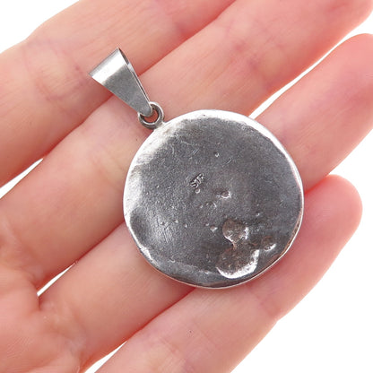 925 Sterling Silver Vintage Lady Cameo Oxidized Pendant