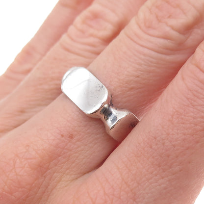925 Sterling Silver Vintage Mexico Modernist Oxidized Ring Size 7.5