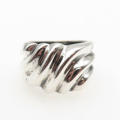 CHAPAL ZENRAY Sterling Silver Vintage Modernist Ribbed Oxidized Ring Size 6.25