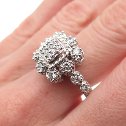 Judith Ripka 925 Sterling Silver Round-Cut C Z Adjustable Ring Size 6.5