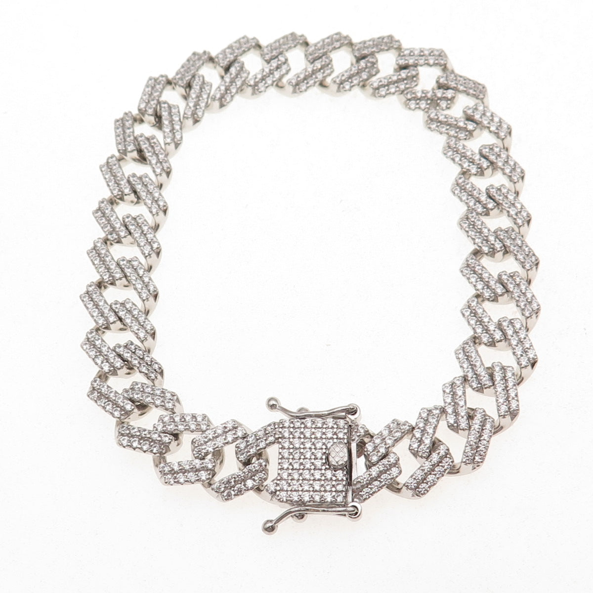 925 Sterling Silver Round-Cut C Z Cuban Link Bracelet 8"