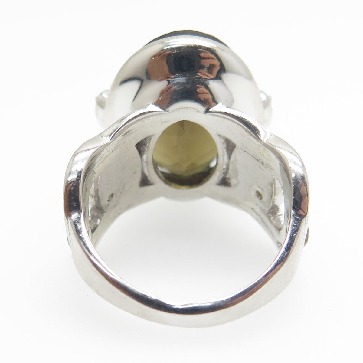 925 Sterling Silver Real Oval-Cut Smoky Quartz & Citrine Ring Size 7