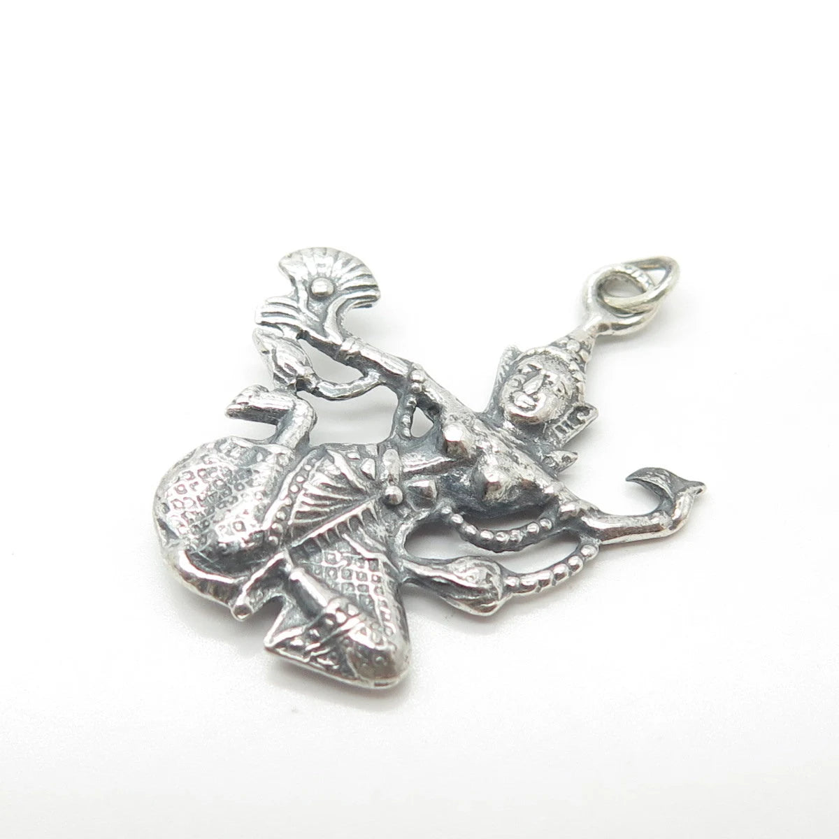 925 Sterling Silver Vintage Niello Hindu Goddess Pendant