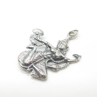 925 Sterling Silver Vintage Niello Hindu Goddess Pendant