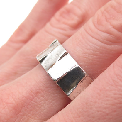 925 Sterling Silver Vintage Italy Modernist Oxidized Band Ring Size 11