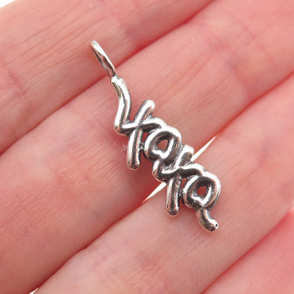 925 Sterling Silver Vintage XOXO Hugs & Kisses Oxidized Charm Pendant