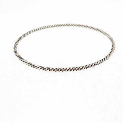 David Yurman 925 Sterling Silver Vintage Stackable Cable Bangle Bracelet 8.25"